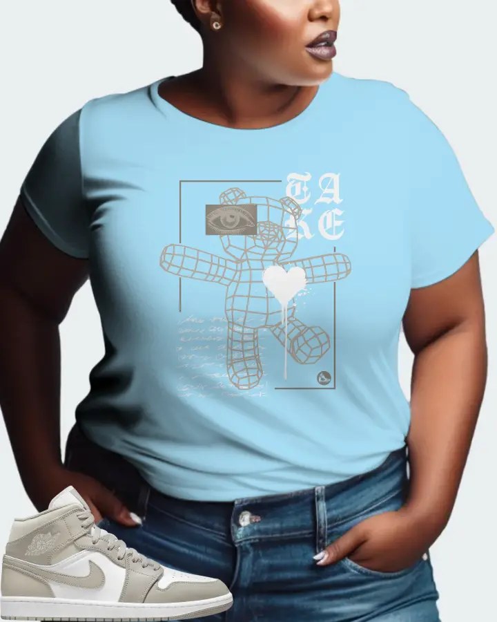 Jordan 1 Mid Sneaker Matching Ocean Blue T-Shirt (TAKE) - View 9