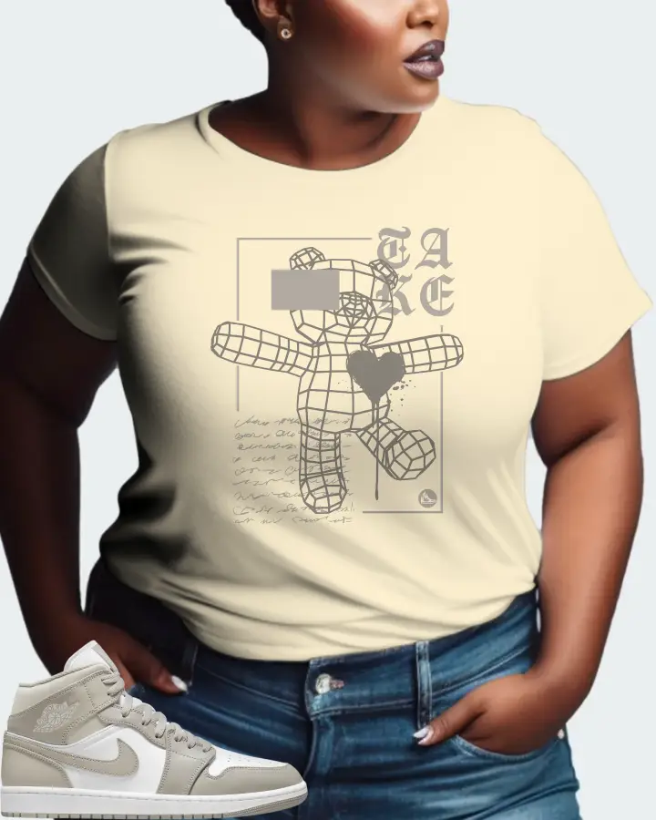 Jordan 1 Mid Sneaker Matching Natural T-Shirt (TAKE) - View 9