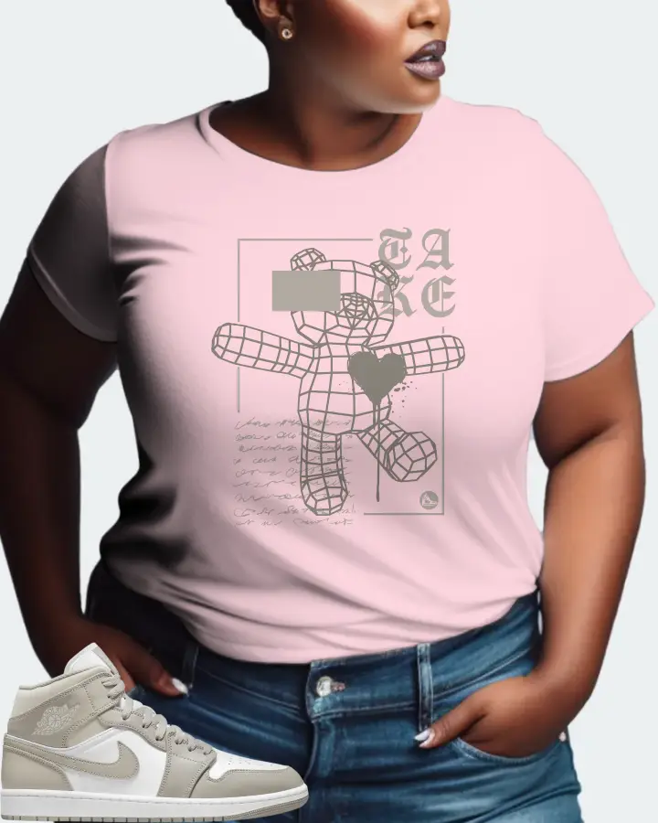 Jordan 1 Mid Sneaker Matching Soft Pink T-Shirt (TAKE) - View 9