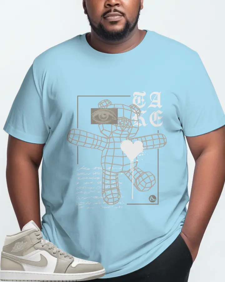 Jordan 1 Mid Sneaker Matching Ocean Blue T-Shirt (TAKE) - View 10