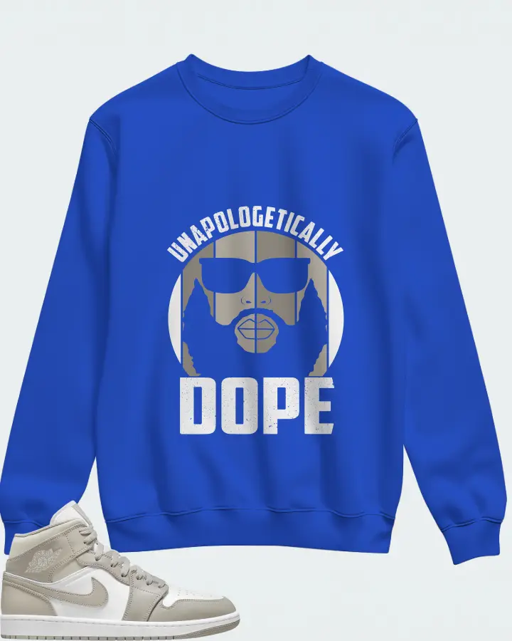 Jordan 1 Mid Sneaker Matching Royal Blue Sweatshirt - UNAPOLOGETICALLY DOPE Man
