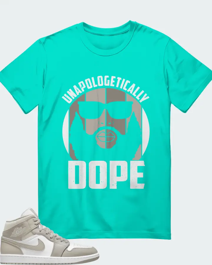 Jordan 1 Mid Sneaker Matching Teal T-Shirt - UNAPOLOGETICALLY DOPE Man