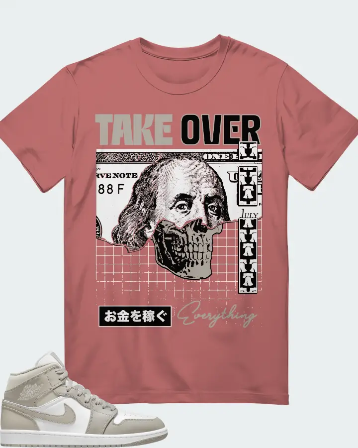 Jordan 1 Mid Sneaker Matching Mauve T-Shirt - Take Over