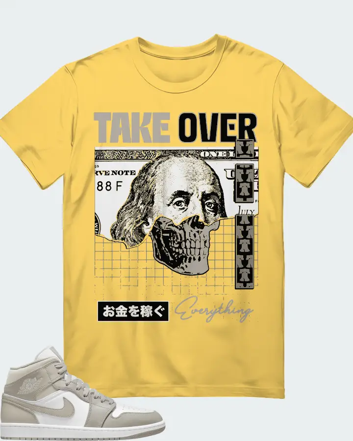 Jordan 1 Mid Sneaker Matching Yellow T-Shirt - Take Over