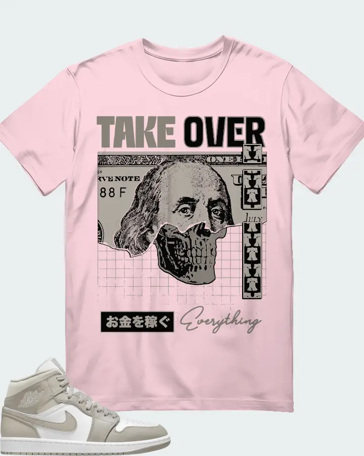 Jordan 1 Mid Sneaker Matching Soft Pink T-Shirt - Take Over