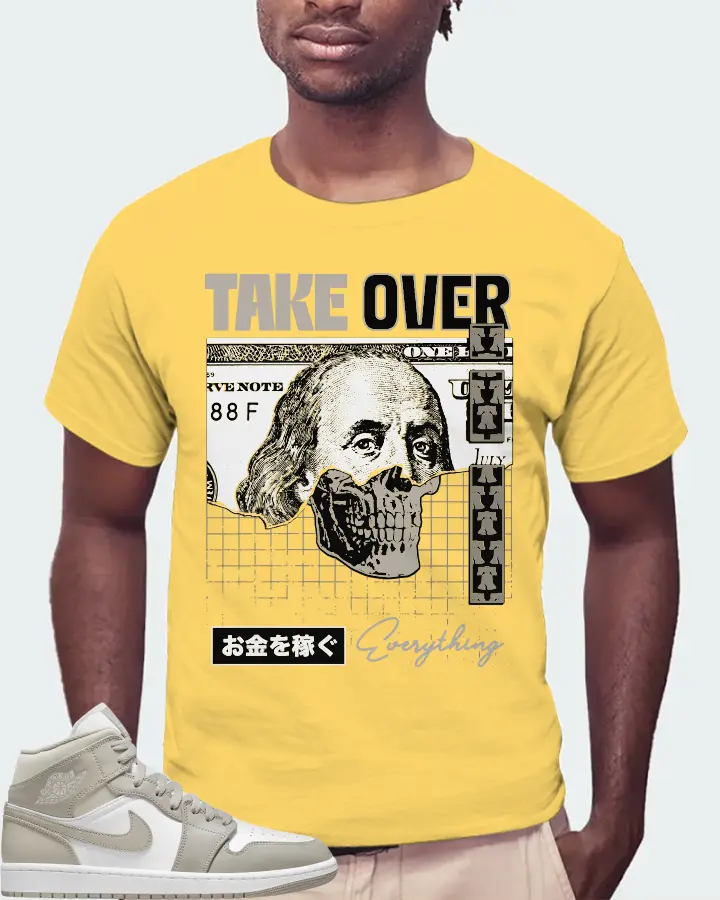 Jordan 1 Mid Sneaker Matching Yellow T-Shirt (Take Over) - View 4