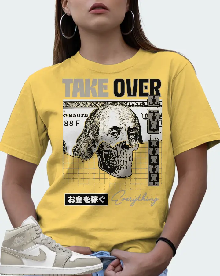 Jordan 1 Mid Sneaker Matching Yellow T-Shirt (Take Over) - View 7