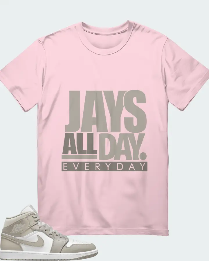 Jordan 1 Mid Sneaker Matching Soft Pink T-Shirt - Jays All Day