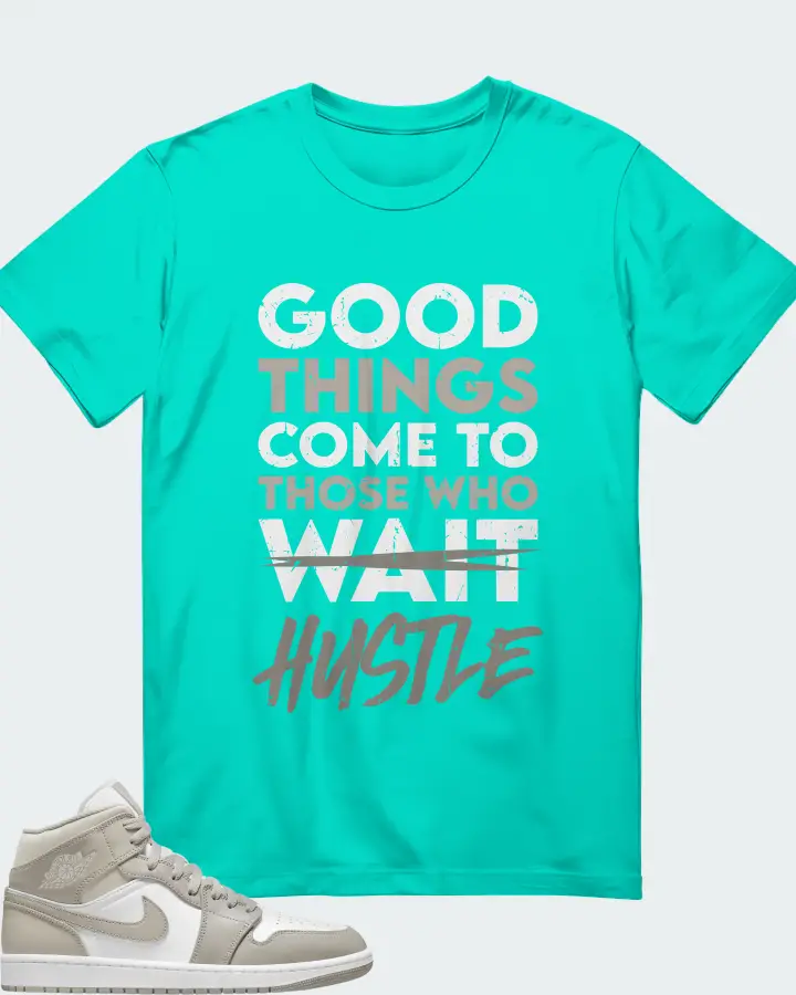 Jordan 1 Mid Sneaker Matching Teal T-Shirt - Good Things Come