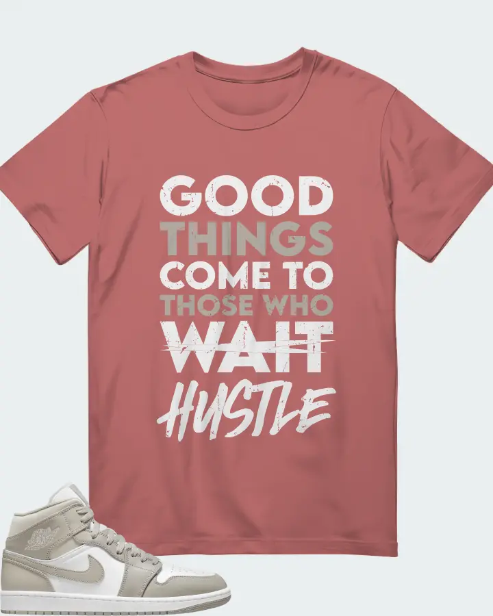 Jordan 1 Mid Sneaker Matching Mauve T-Shirt - Good Things Come
