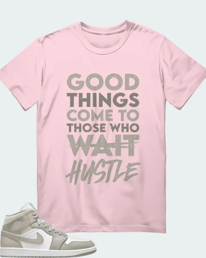 Jordan 1 Mid Sneaker Matching Soft Pink T-Shirt - Good Things Come