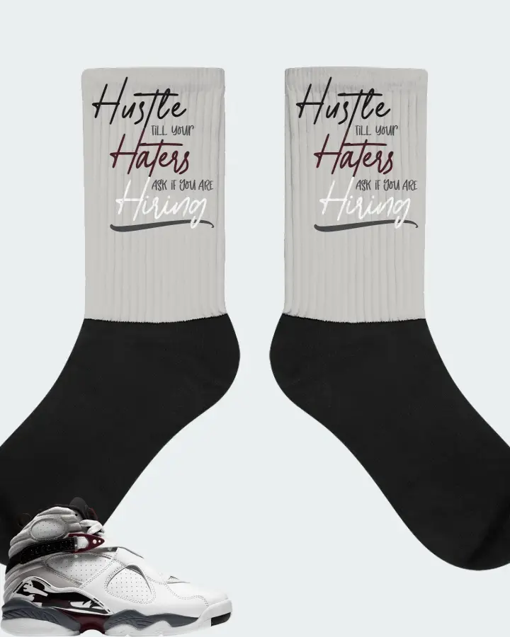 Jordan 8 Retro Sneaker Matching Grey Socks - HUSTLE TILL YOUR HATERS ASK