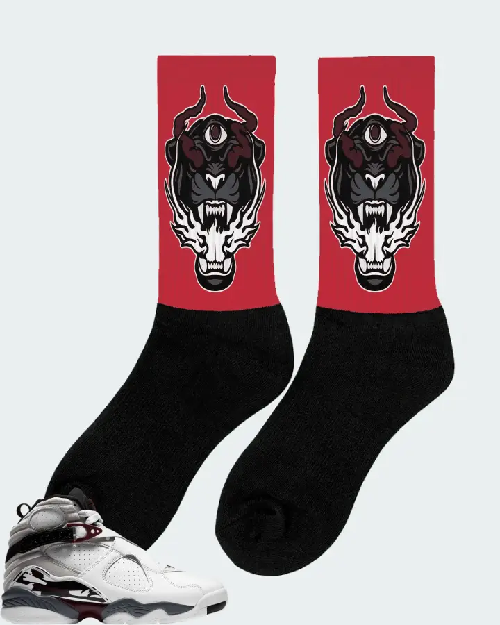 Jordan 8 Retro Sneaker Matching Red Socks (The Beast) - View 3