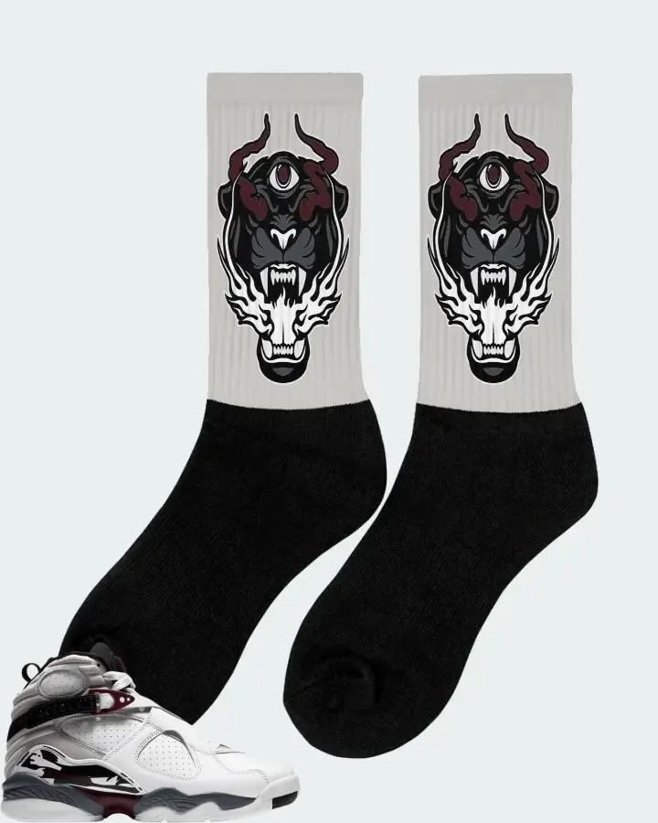 Jordan 8 Retro Sneaker Matching Grey Socks (The Beast) - View 3