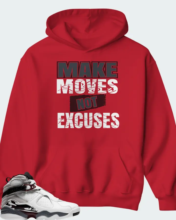 Jordan 8 Retro Sneaker Matching Red Hoodie - Make Moves Not Excuses