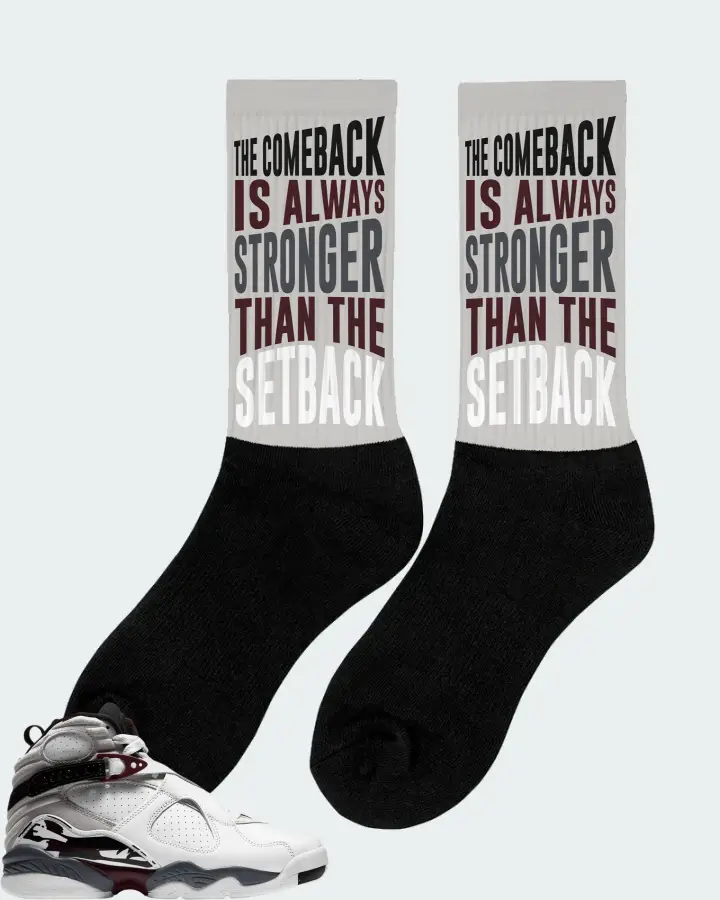 Jordan 8 Retro Sneaker Matching Grey Socks (The Comeback) - View 3
