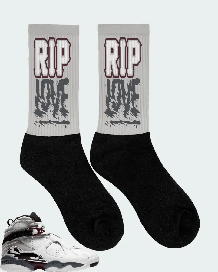 Jordan 8 Retro Sneaker Matching Grey Socks (RIP Love) - View 2