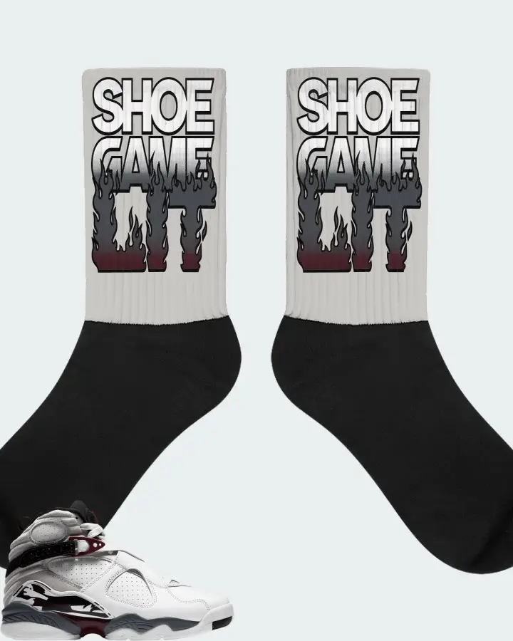 Jordan 8 Retro Sneaker Matching Grey Socks - Shoe Game Lit Refreshed