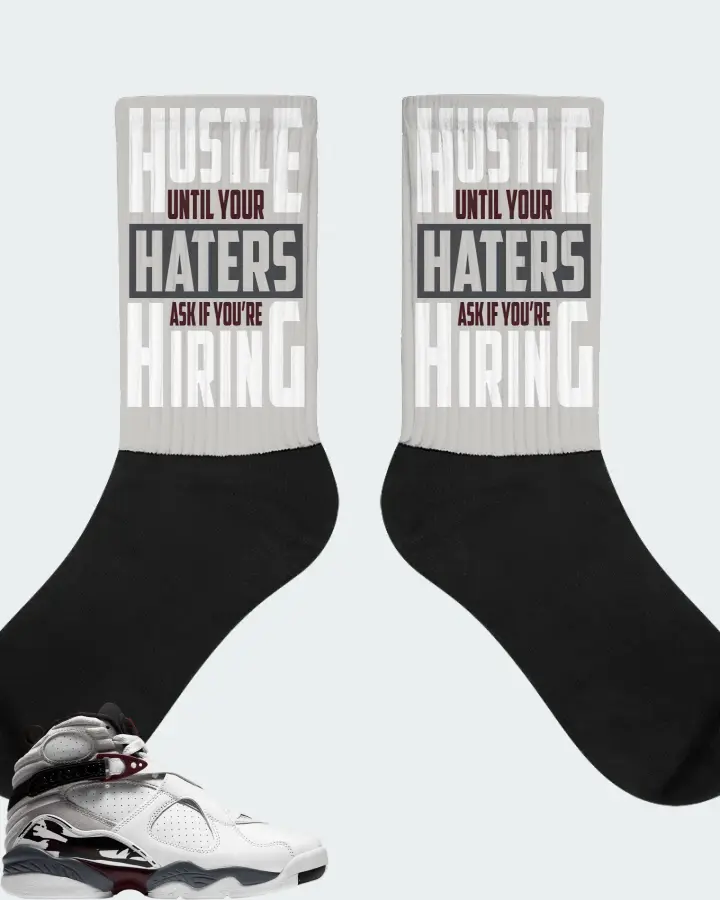 Jordan 8 Retro Sneaker Matching Grey Socks - HUSTLE UNTIL YOUR HATERS