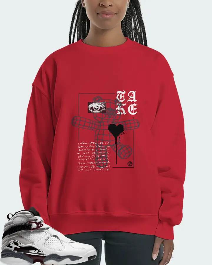 Jordan 8 Retro Sneaker Matching Red Sweatshirt (TAKE) - View 3