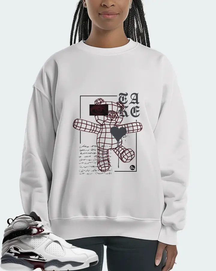 Jordan 8 Retro Sneaker Matching White Sweatshirt (TAKE) - View 3