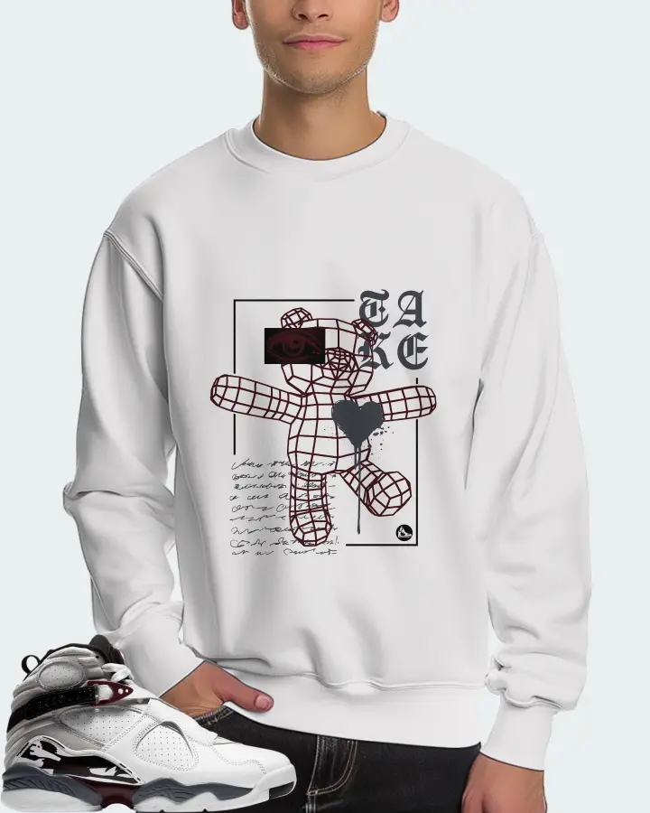 Jordan 8 Retro Sneaker Matching White Sweatshirt (TAKE) - View 4