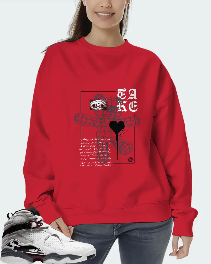Jordan 8 Retro Sneaker Matching Red Sweatshirt (TAKE) - View 5