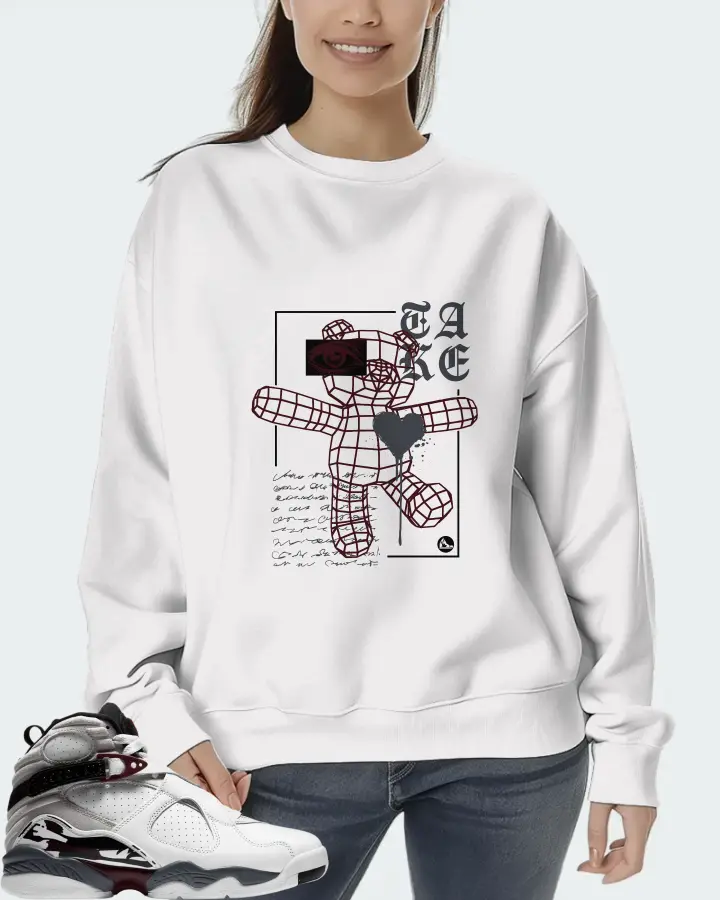 Jordan 8 Retro Sneaker Matching White Sweatshirt (TAKE) - View 5