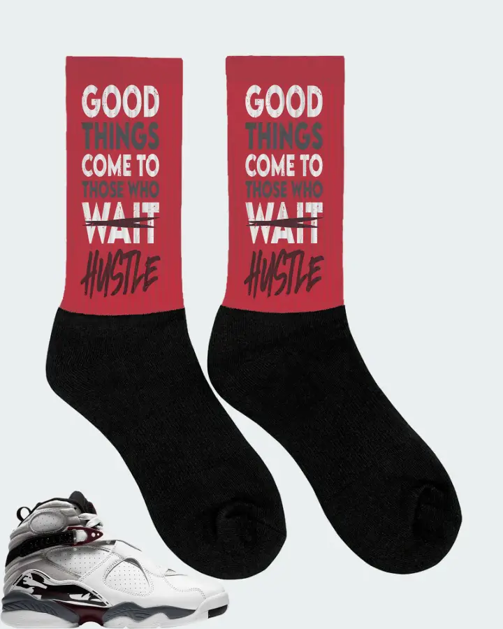 Jordan 8 Retro Sneaker Matching Red Socks (Good Things Come) - View 2