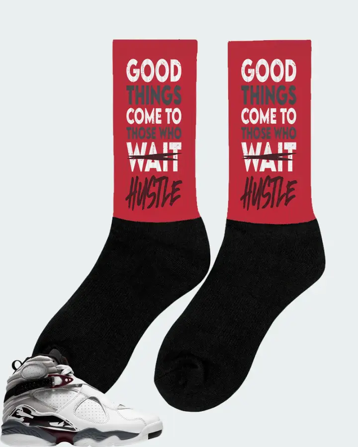 Jordan 8 Retro Sneaker Matching Red Socks (Good Things Come) - View 3