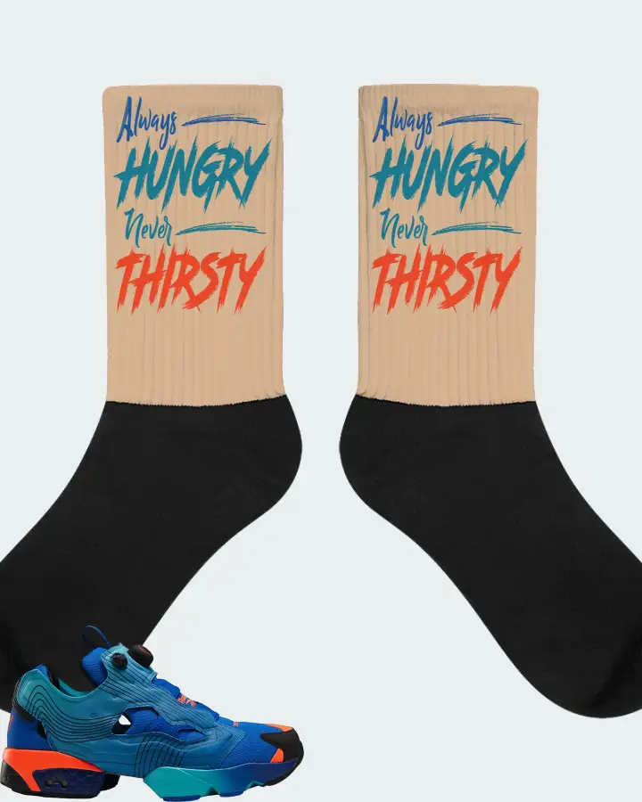 Reebok Instapump Fury Sneaker Matching Cream Socks - Always HUNGRY Never THIRSTY