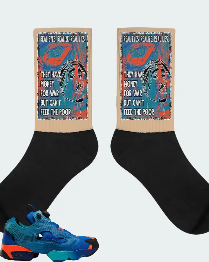 Reebok Instapump Fury Sneaker Matching Cream Socks - TUPAC Real Eyes Realize Real Lies