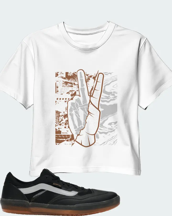 Vans AVE Pro Sneaker Matching White Crop Top - Peace of mind