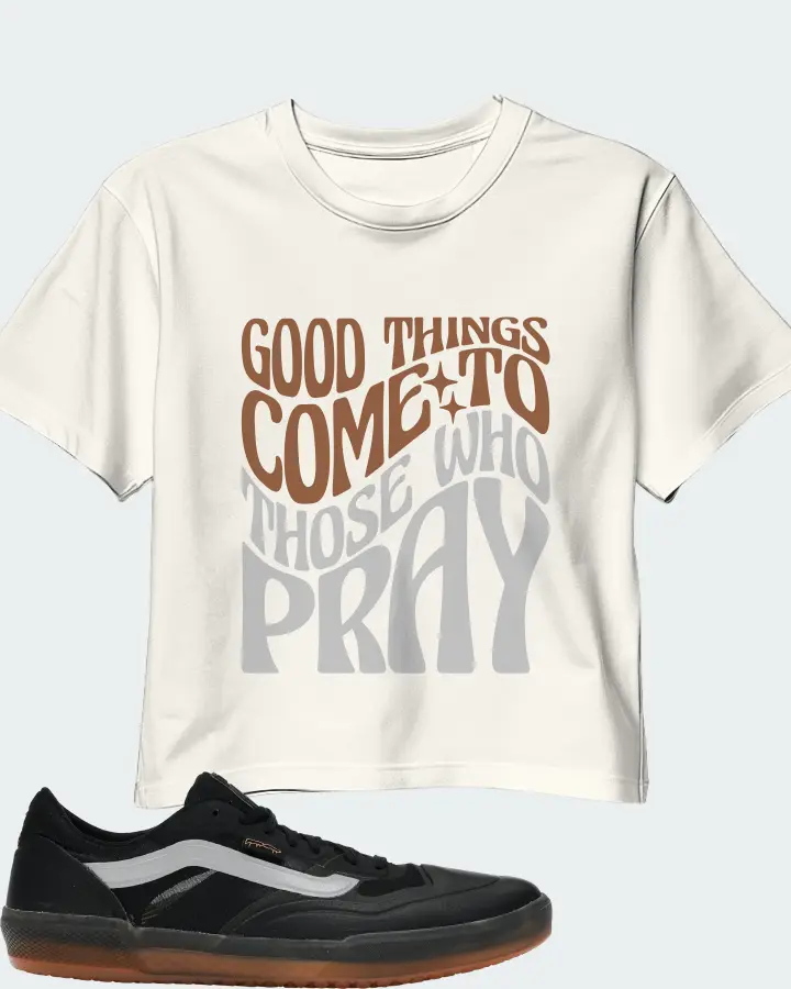 Vans AVE Pro Sneaker Matching Ecru White Crop Top - Good Things Come To Those Who Pray