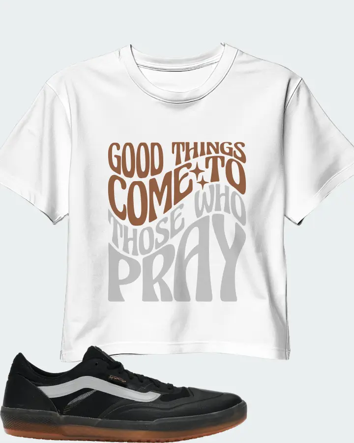 Vans AVE Pro Sneaker Matching White Crop Top - Good Things Come To Those Who Pray