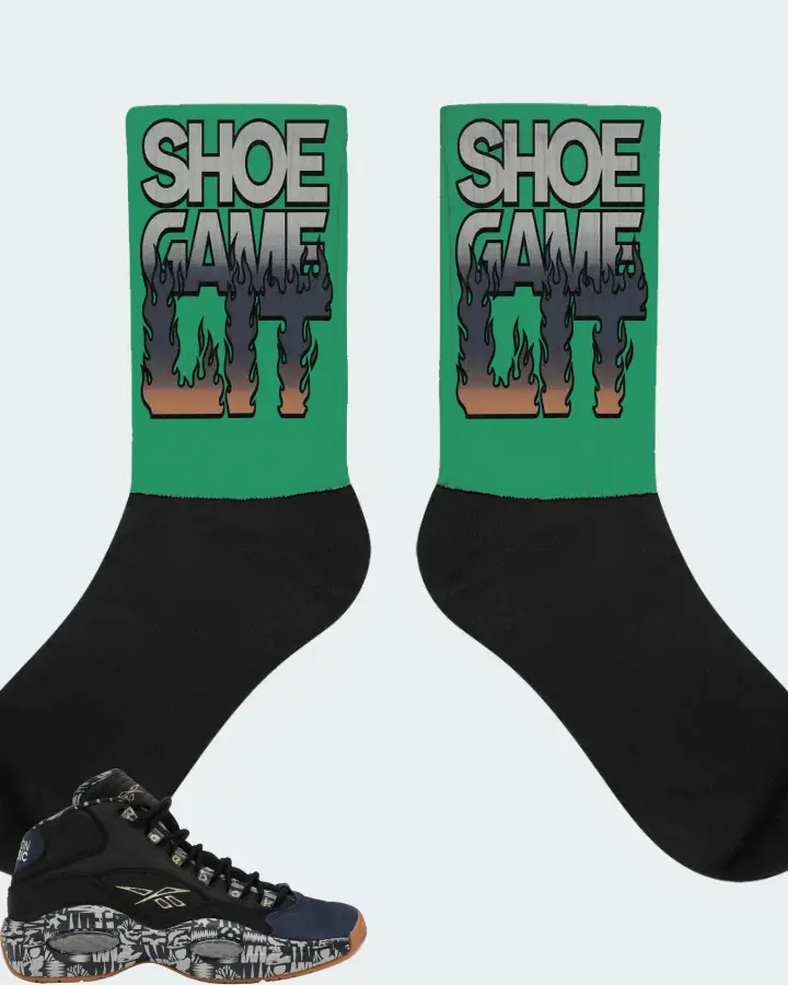 Reebok Question Mid Sneaker Matching Kelly Green Socks - Shoe Game Lit Refreshed