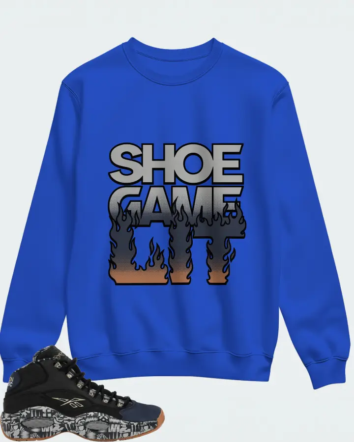 Reebok Question Mid Sneaker Matching Royal Blue Sweatshirt - Shoe Game Lit Refreshed