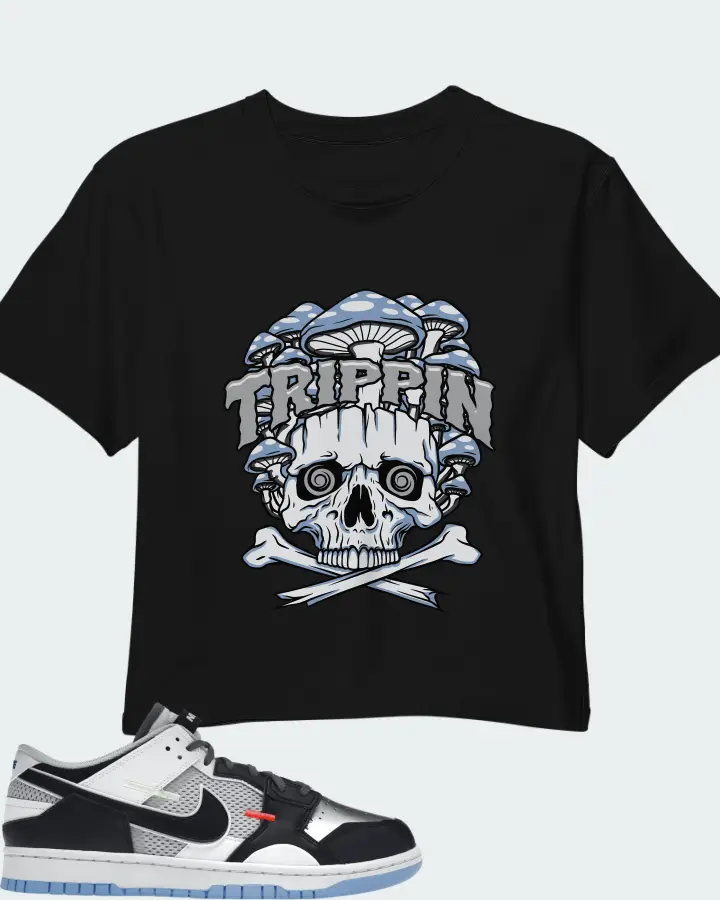 Nike Dunk Low Scrap Black Neutral Grey University Blue White Matching Crop Top
