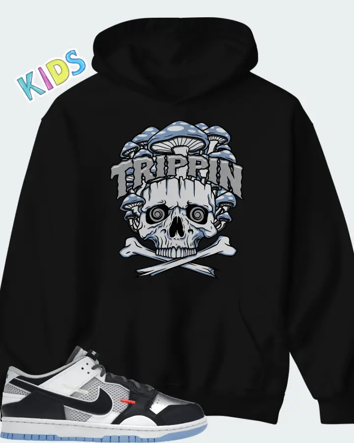Nike Dunk Low Scrap Black Neutral Grey University Blue White Matching Kid's Hoodie