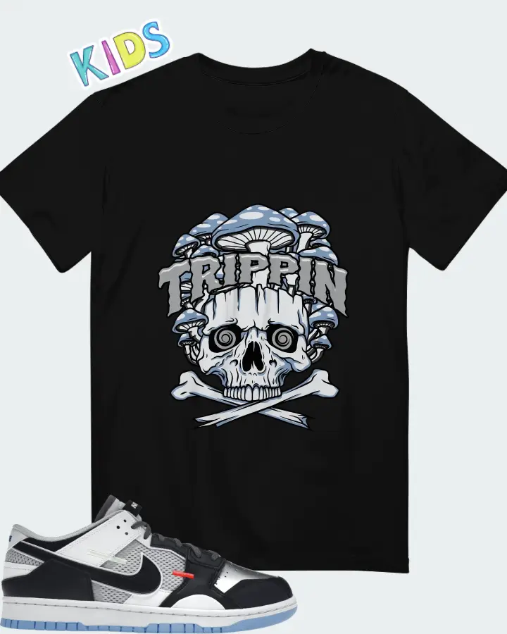 Nike Dunk Low Scrap Black Neutral Grey University Blue White Matching Kid's T-Shirt