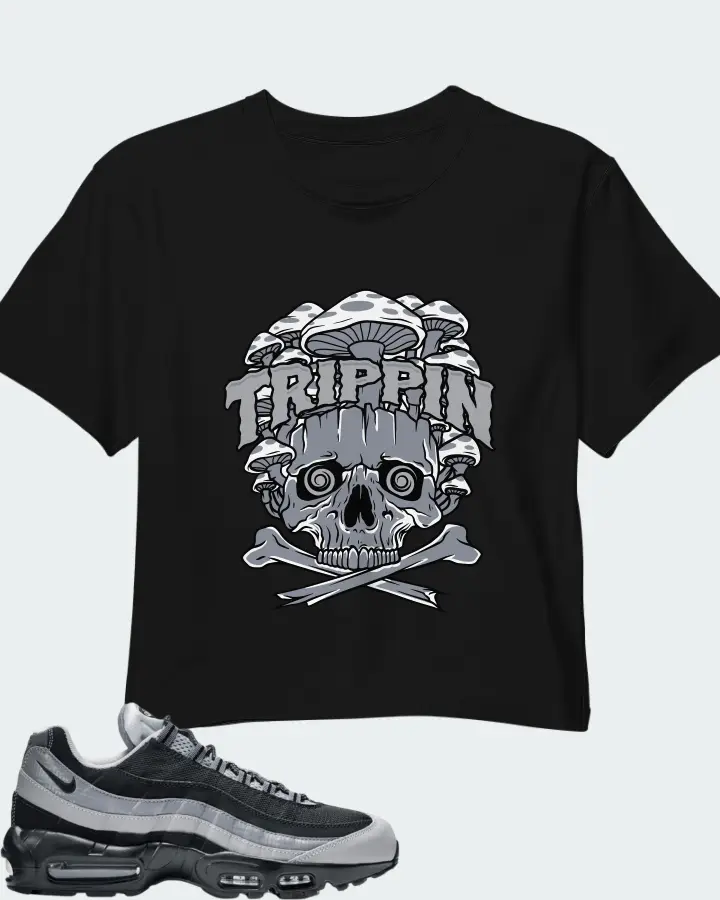 Nike Air Max 95 Black Wolf Grey Cool Grey Matching Crop Top