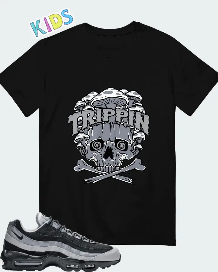 Nike Air Max 95 Black Wolf Grey Cool Grey Matching Kid's T-Shirt