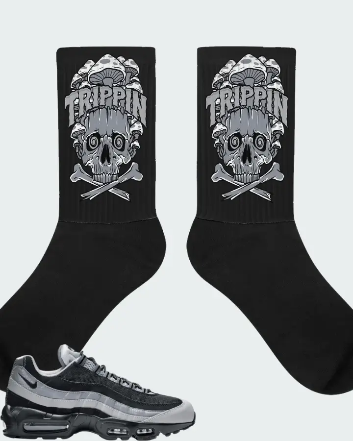 Nike Air Max 95 Black Wolf Grey Cool Grey Matching Socks