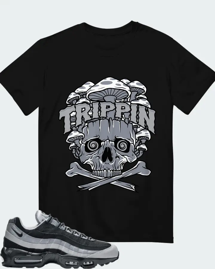 Nike Air Max 95 Black Wolf Grey Cool Grey Matching T-Shirt