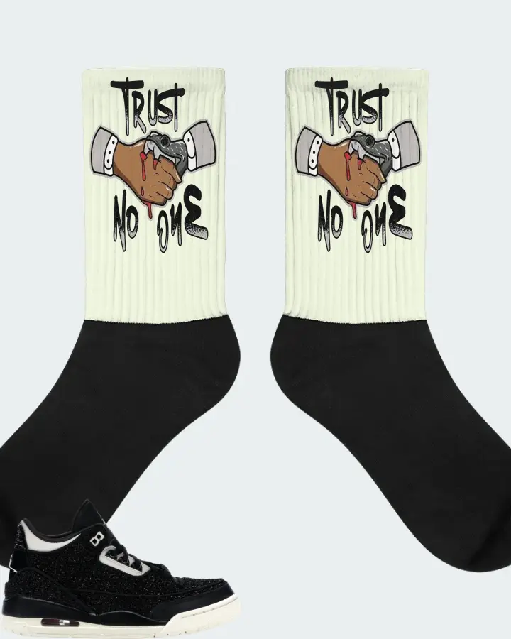 Jordan 3 Retro Sneaker Matching Citron Socks - Trust No One
