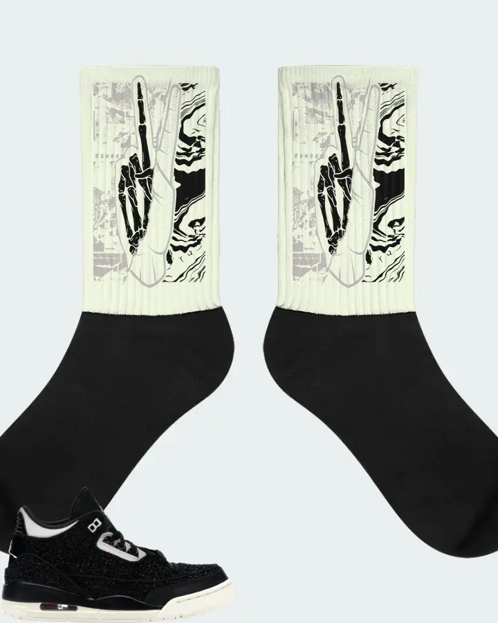 Jordan 3 Retro Sneaker Matching Citron Socks - Peace of mind