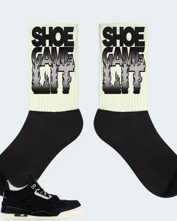 Jordan 3 Retro Sneaker Matching Citron Socks - Shoe Game Lit Refreshed