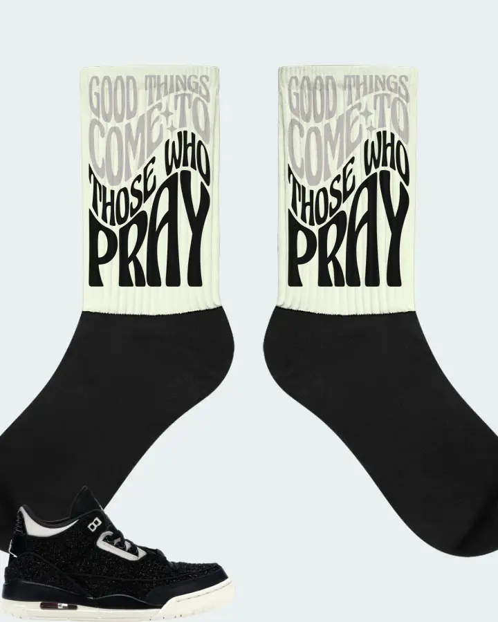 Jordan 3 Retro Sneaker Matching Citron Socks - Good Things Come To Those Who Pray
