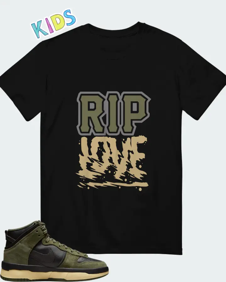 Nike Dunk High Up Medium Olive Black Velvet Brown Wolf Grey (Women's) Matching Kid's T-Shirt