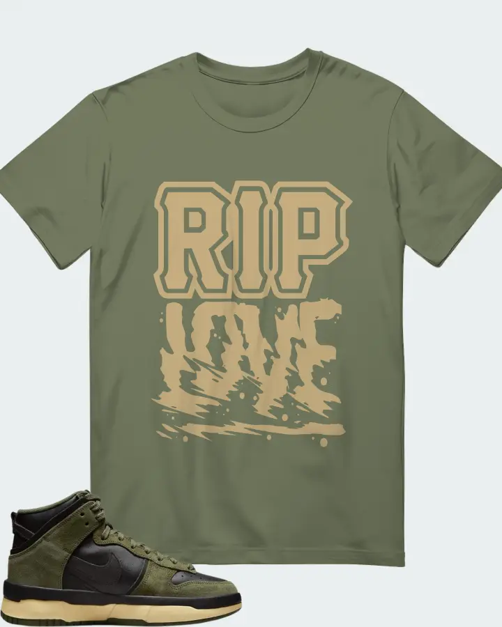 Nike Dunk High Up Medium Olive Black Velvet Brown Wolf Grey (Women's) Matching T-Shirt